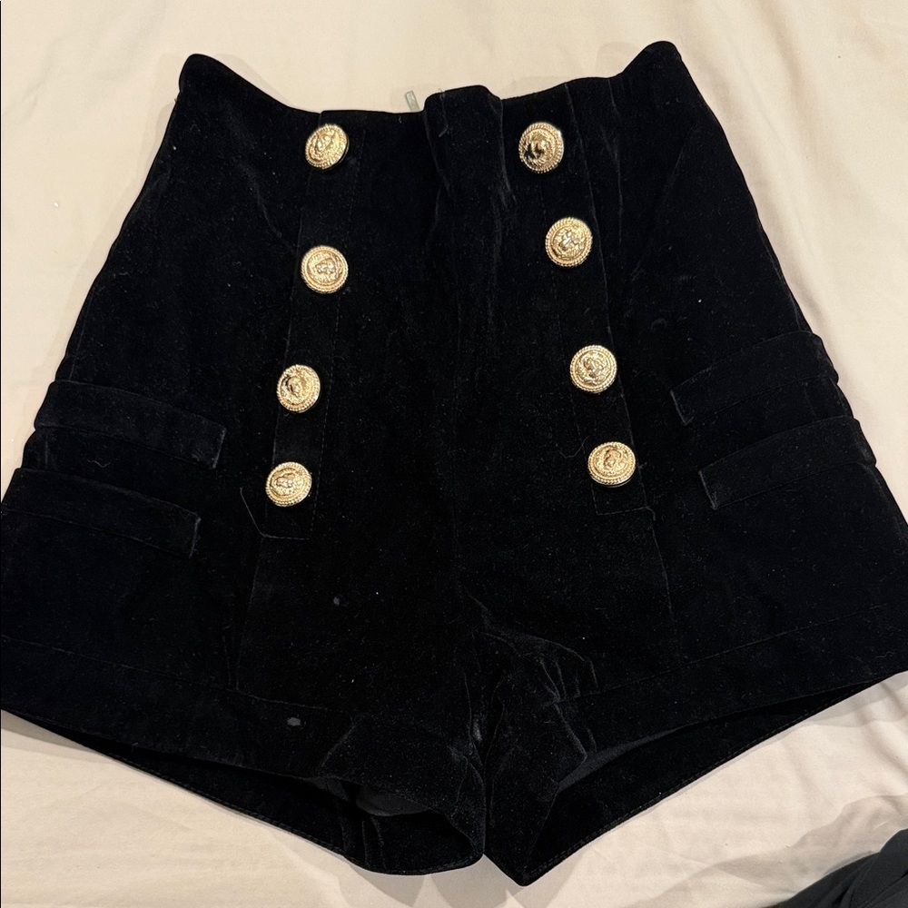Elegant Black Women's Shorts with Gold Buttons